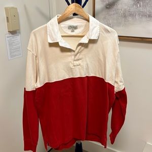 J Crew Knit Polo - Cream and Red - Size Large - Lightly Used
